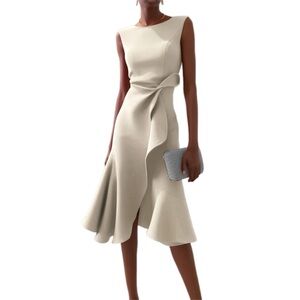 FEHAUTE NWT Sleeveless Midi Elegant A-line Dress with Waist Twist Size 8